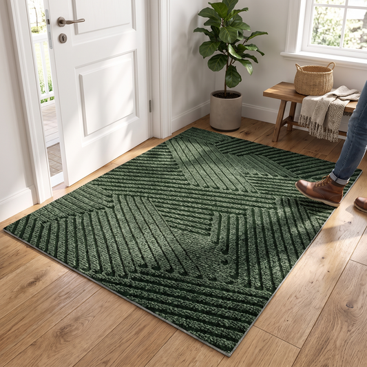 Non-slip door mat in an entryway