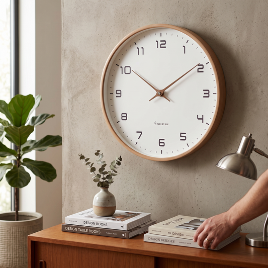 Nordic wall clock in a room